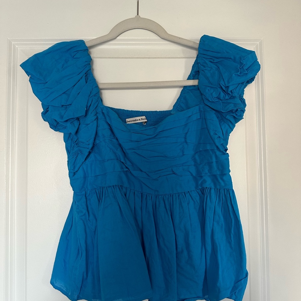 Abercrombie & Fitch Vibrant Blue Ruffle Blouse